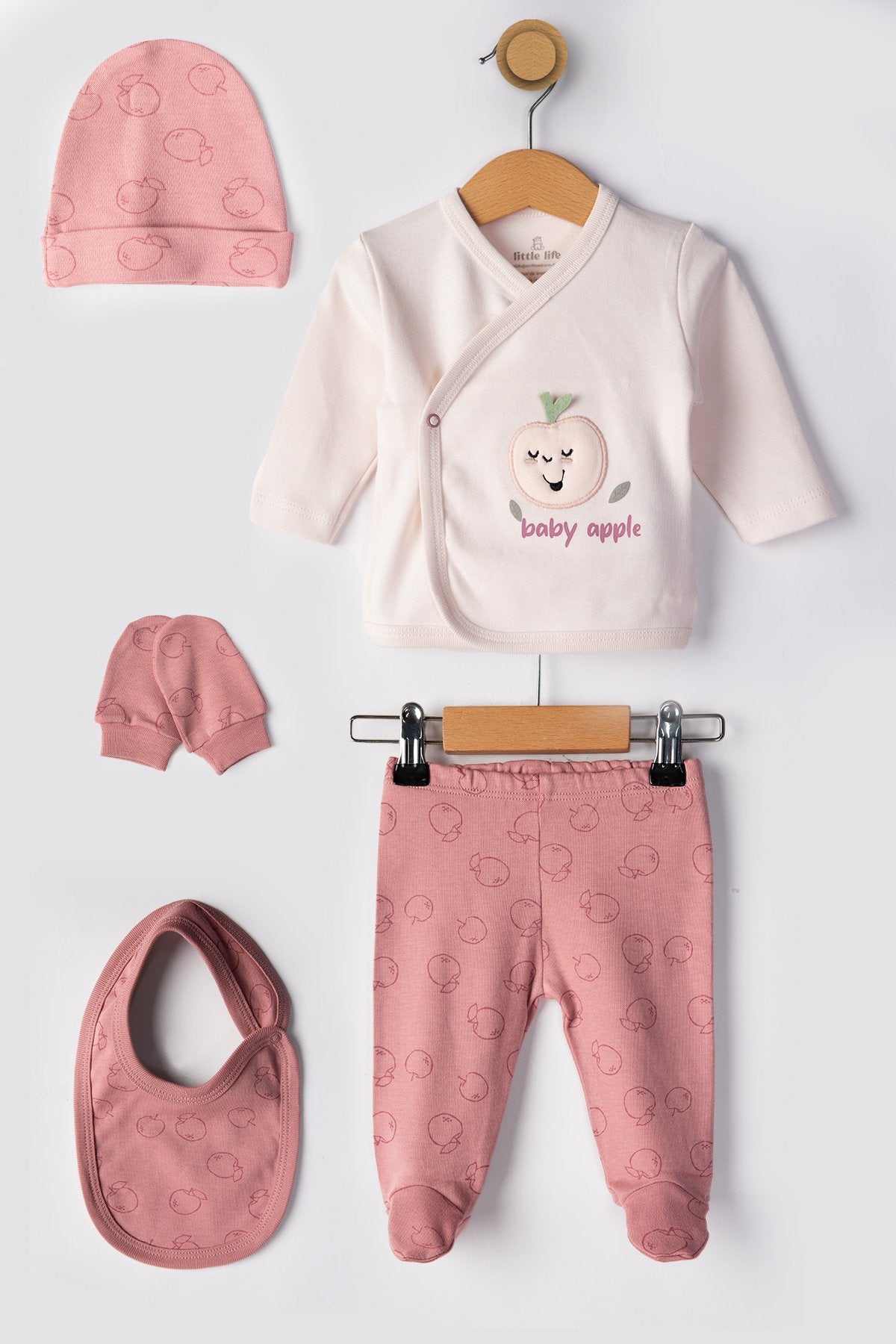 Elma Yenidoğan Hastane Çıkışı 5'li Zıbın Seti