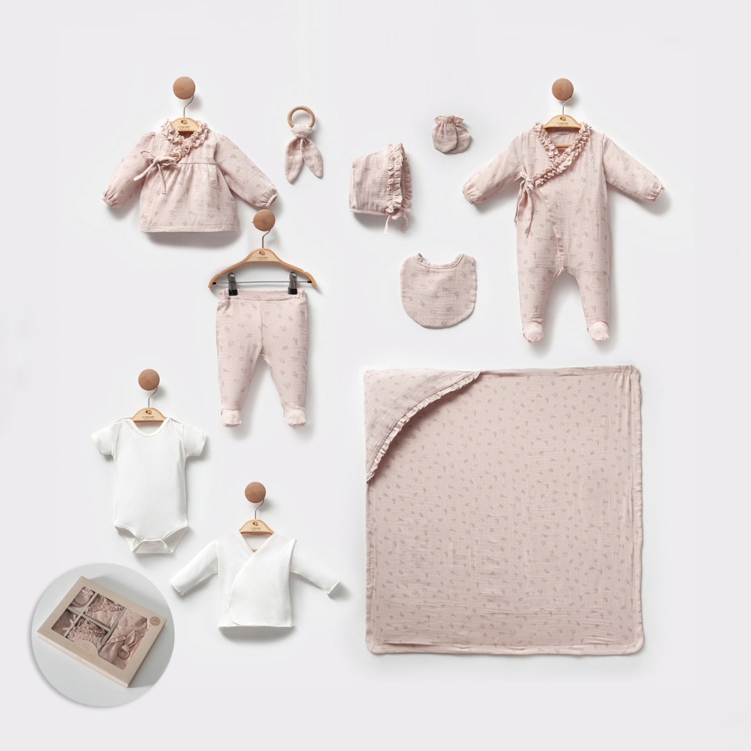 Harf Baskılı Müslin Kız Bebek 10'lu Hastane Çıkışı