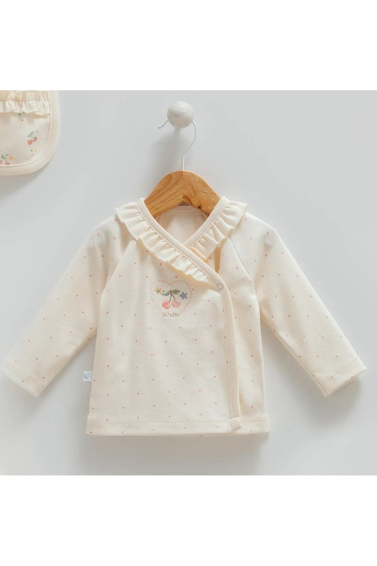 Kiraz Baskılı Kız Bebek 10'lu Hastane Çıkışı - Ekru