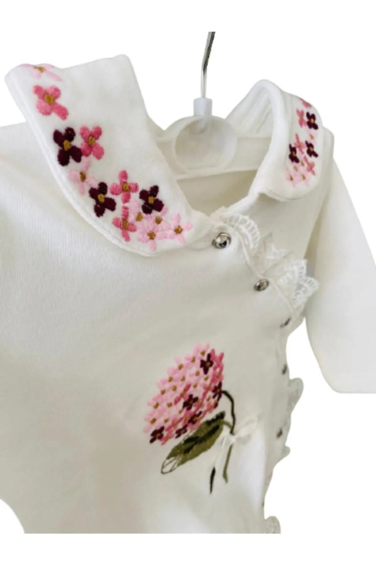 Çiçek Nakışlı Yenidoğan Kız Bebek 10lu Hastane Çıkış Seti