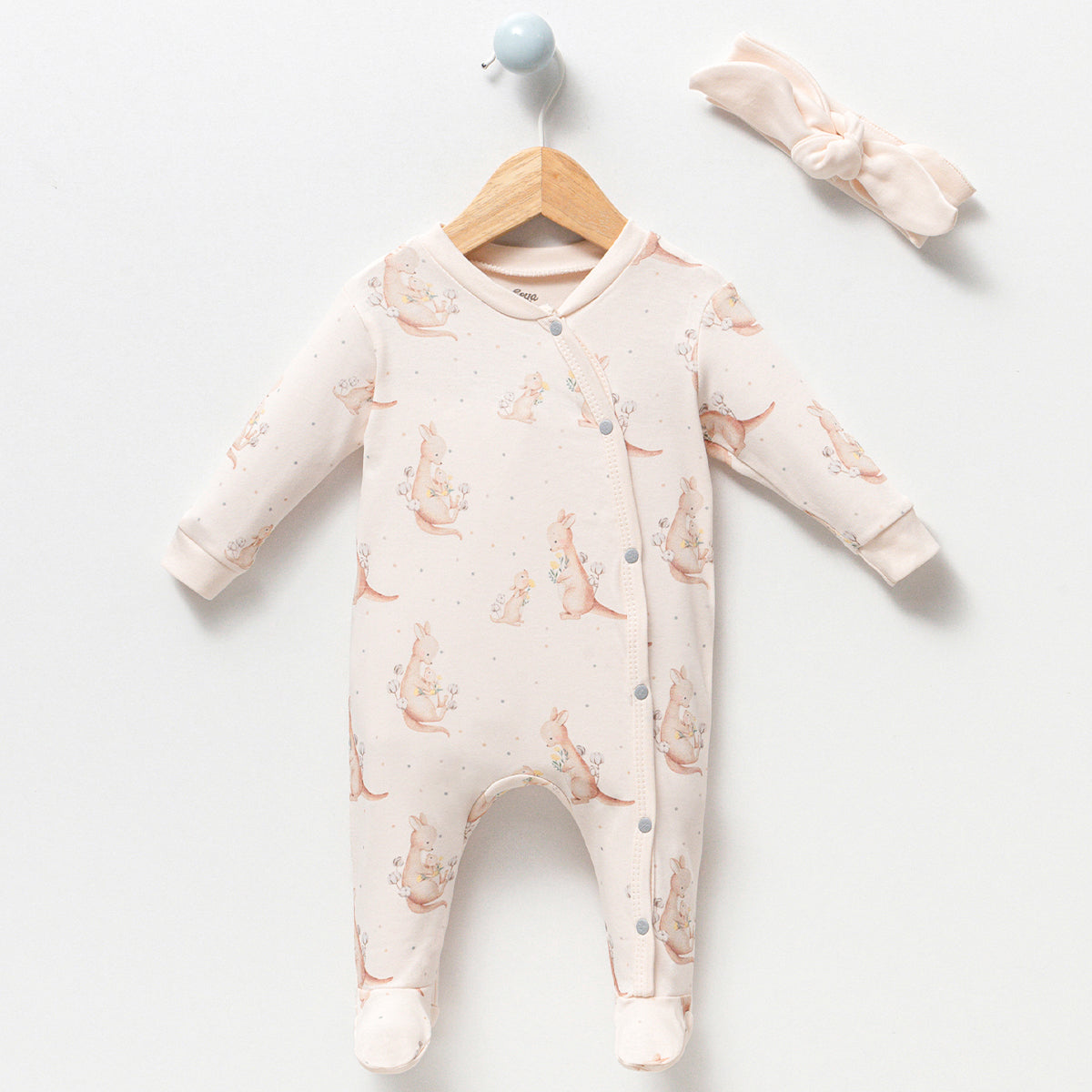 Kangaroo Kız Bebek Tulum ve Toka Seti