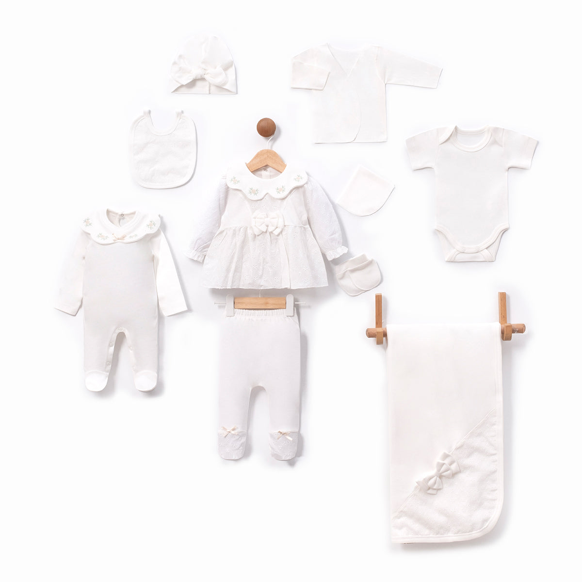 Yakası Çiçek Baskılı Kız Bebek 10'lu Hastane Çıkışı