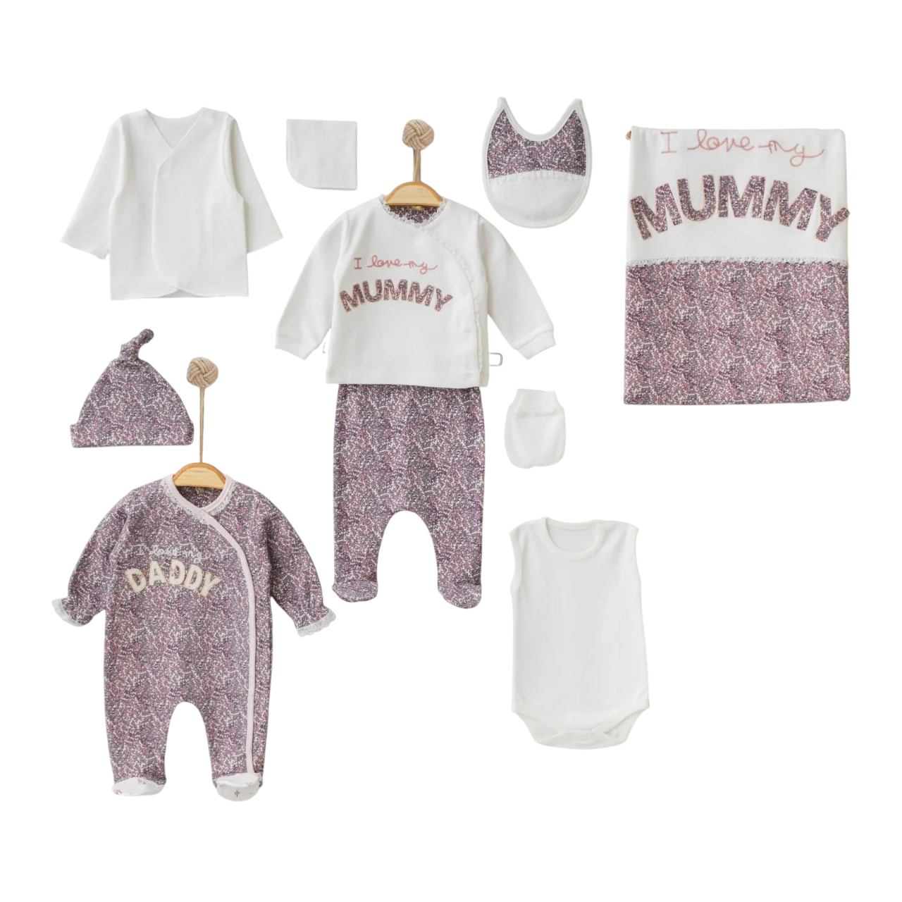 Daddy and Mummy Yenidoğan Kız Bebek 10lu Hastane Çıkış Seti