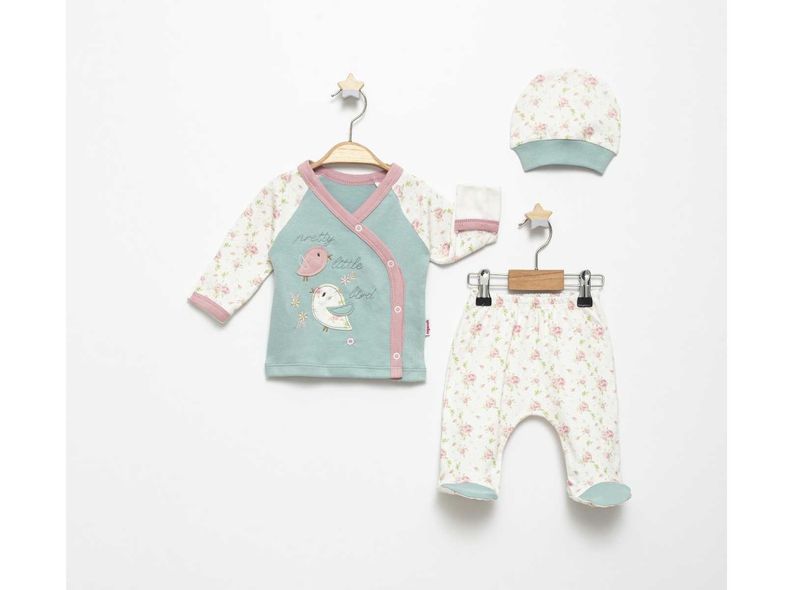 Bird Kız Bebek 3'lü Hastane Çıkışı Zıbın Seti