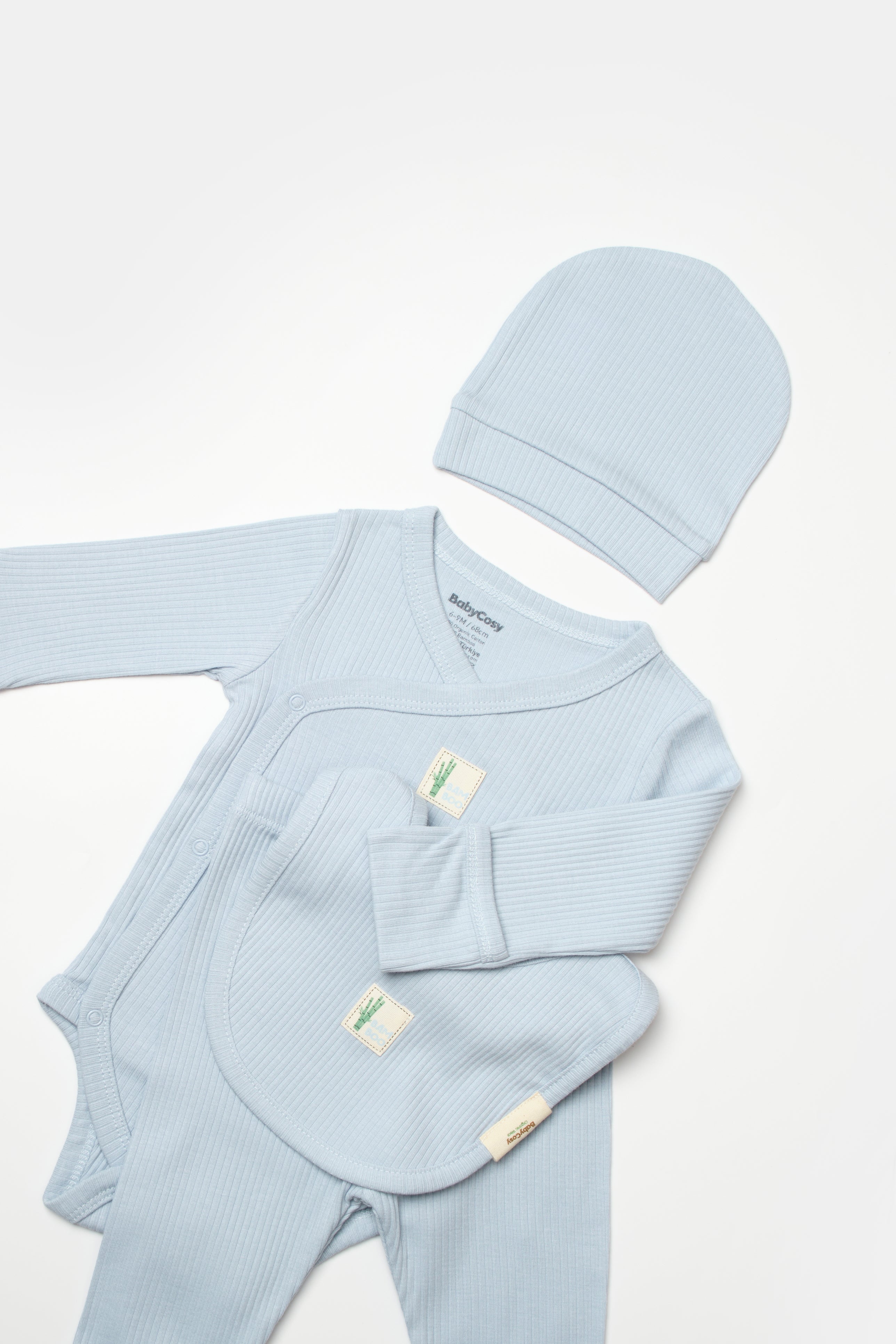 Happy Baby Organik Bambu Fitilli Erkek Bebek 4'lü Set - Gri