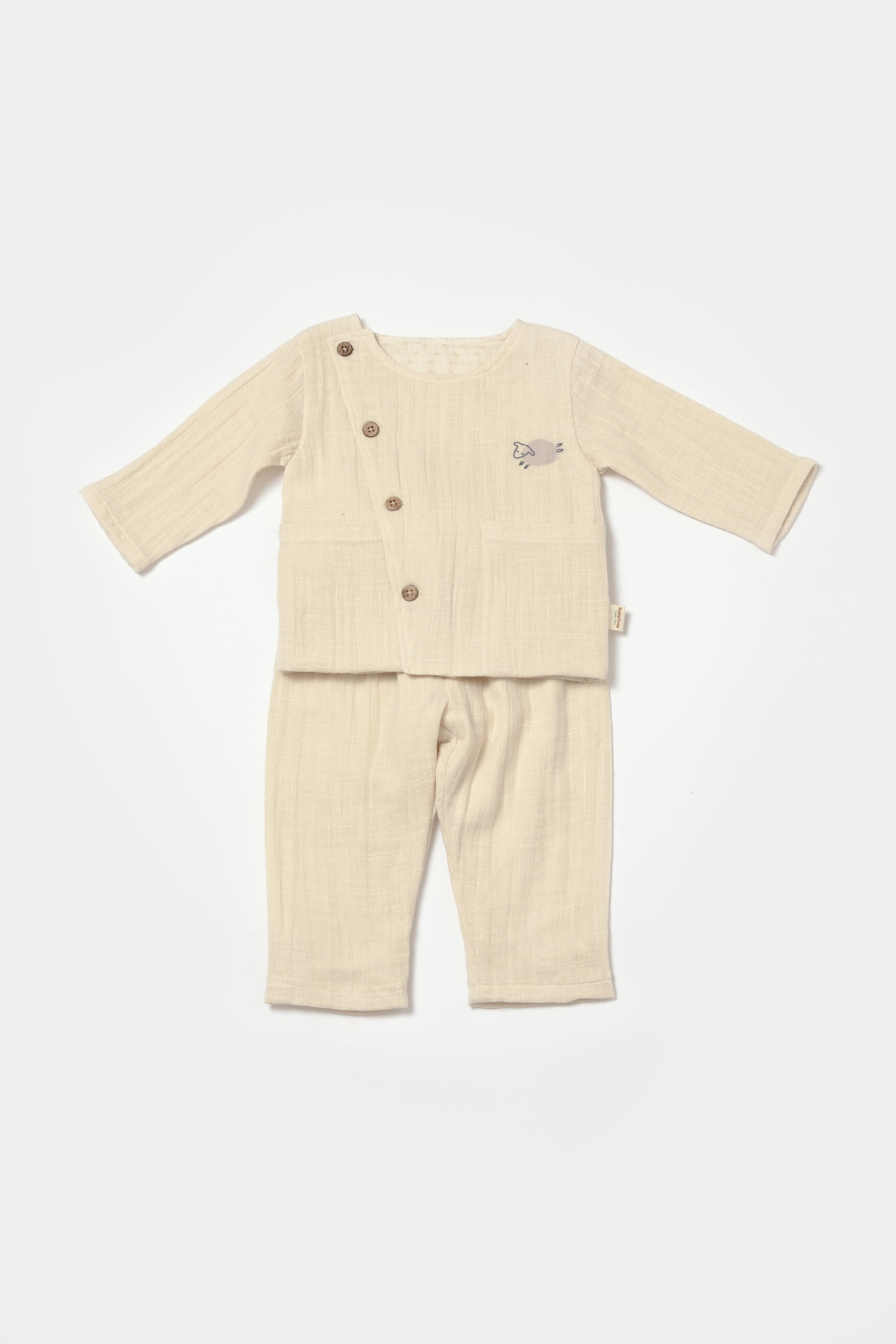Little Lamb Organik Müslin Alt Üst Takım - Kahverengi