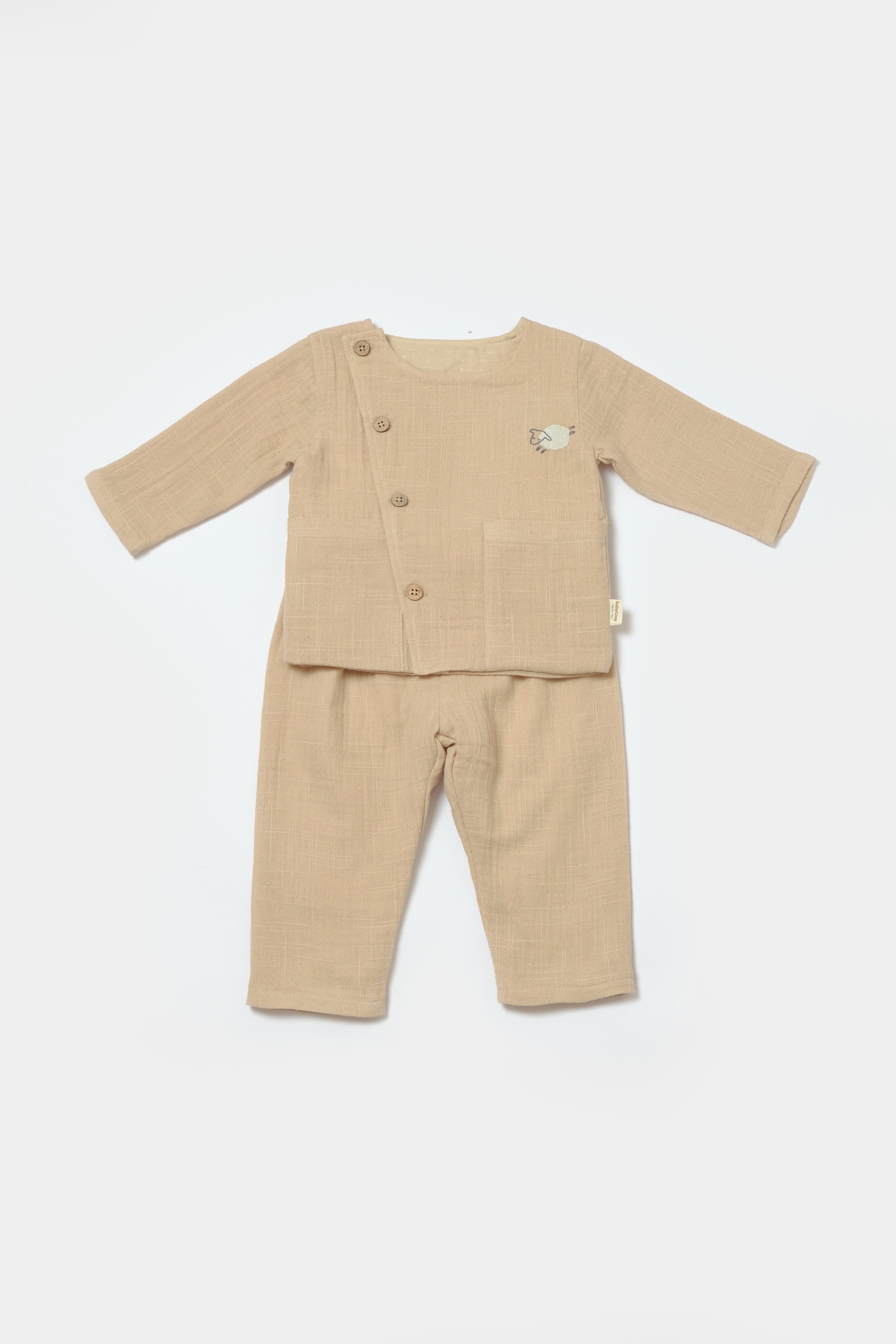 Little Lamb Organik Müslin Alt Üst Takım - Kahverengi