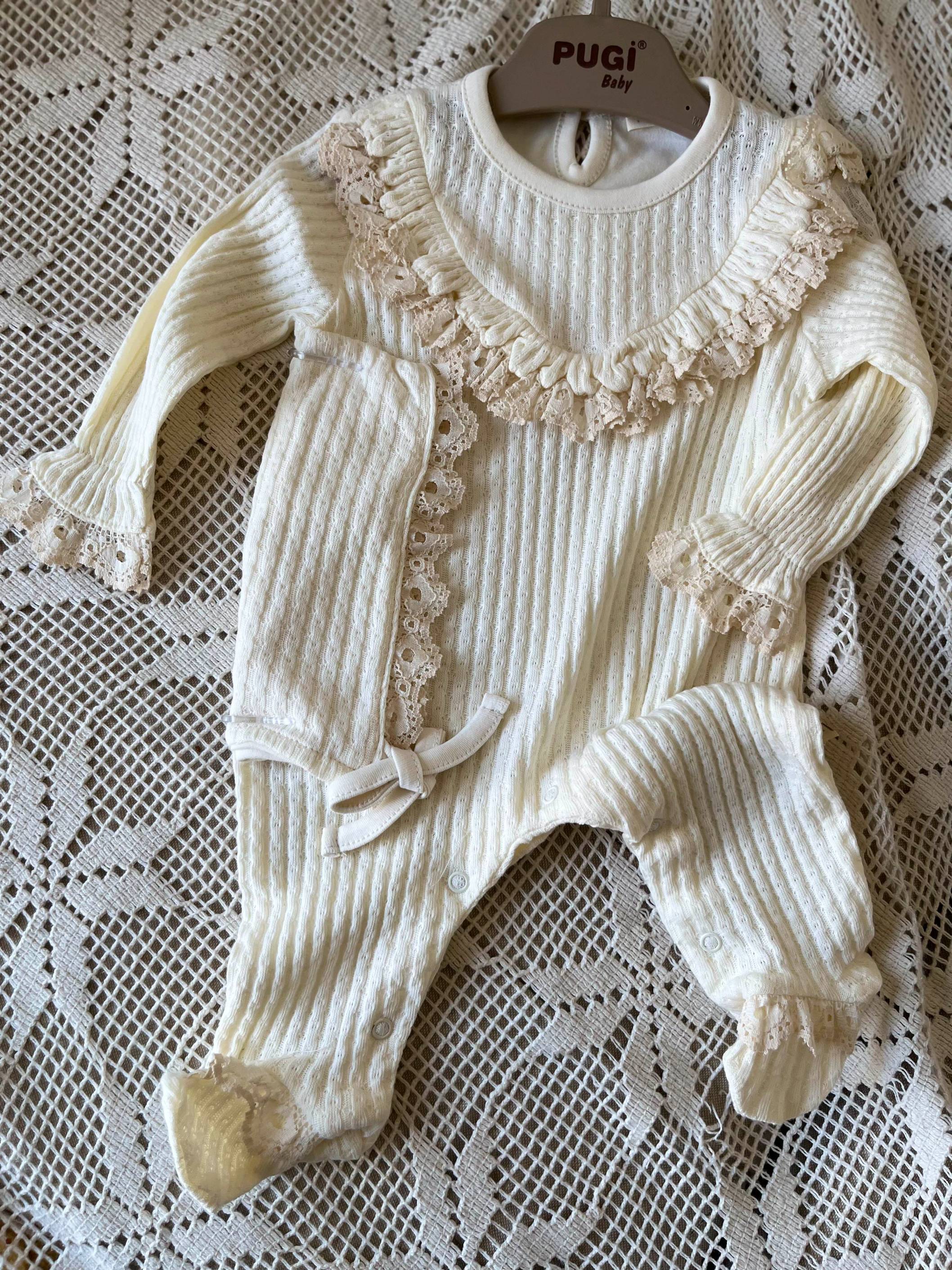 Princess Fistolu Jakarlı Kız Bebek Tulum ve Şapka Seti