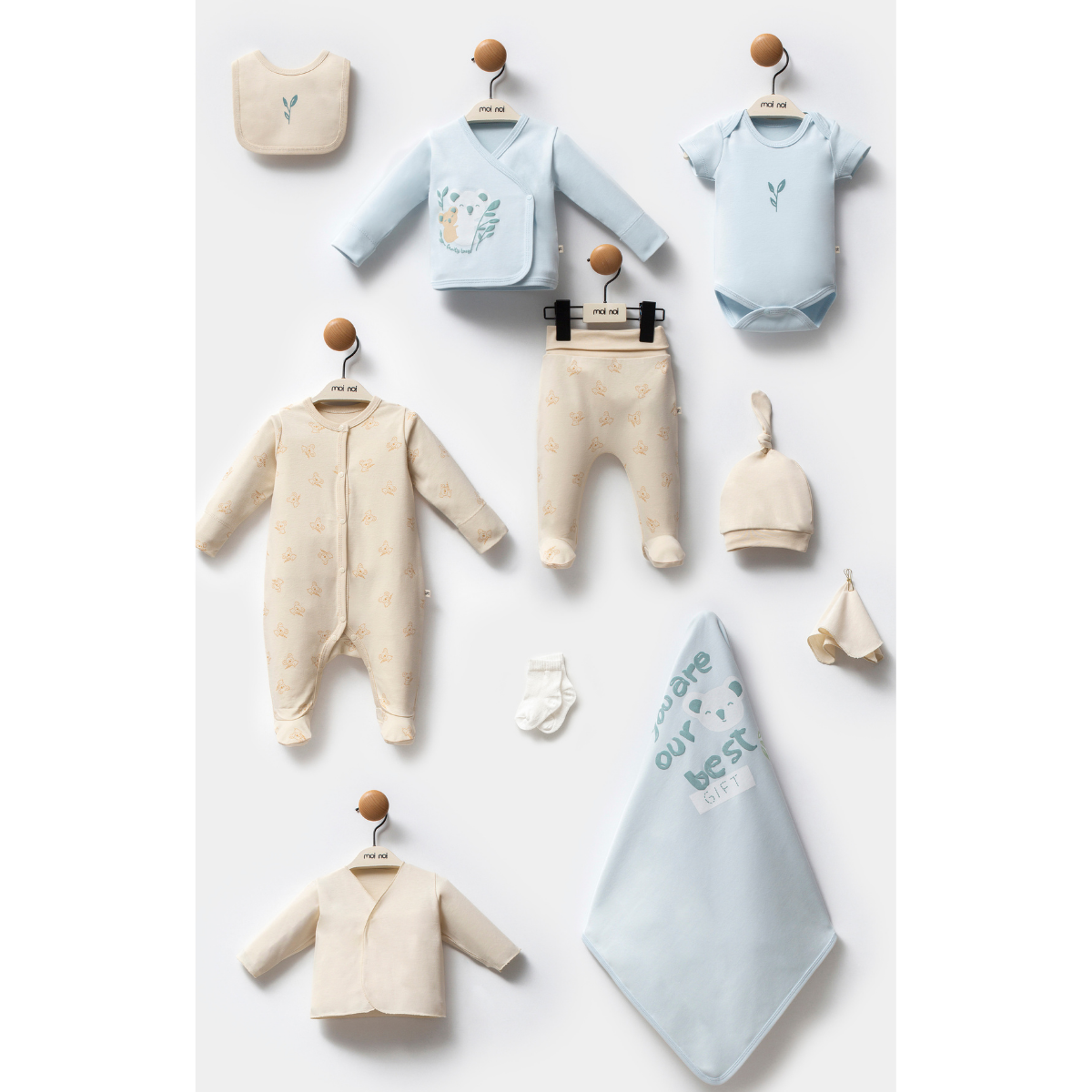 Organik Koala Desen Erkek Bebek 10'lu Hastane Çıkışı