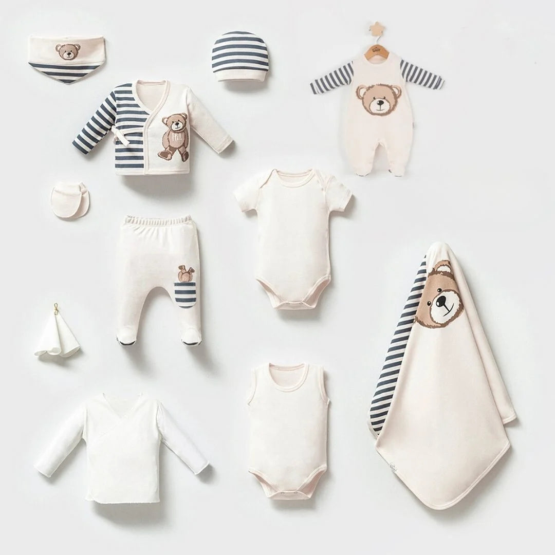 Bear Erkek Bebek 10'lu Hastane Çıkışı Zıbın Seti