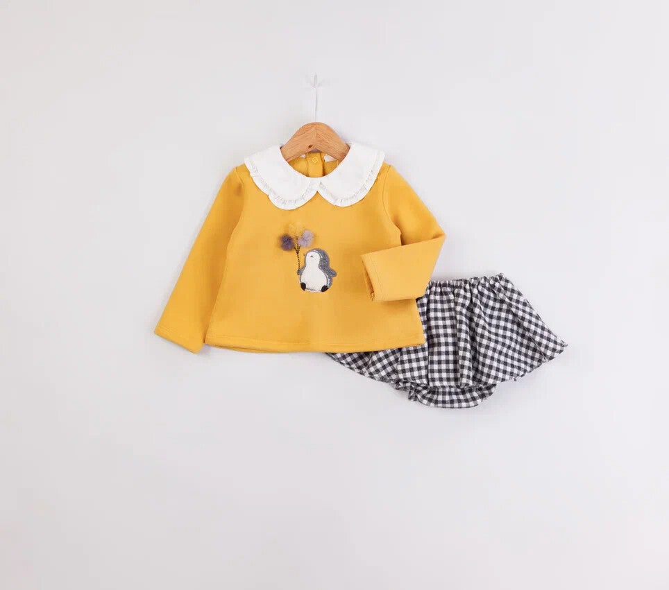 Penguin Kız Bebek 2'li Sweat ve Etek Takım
