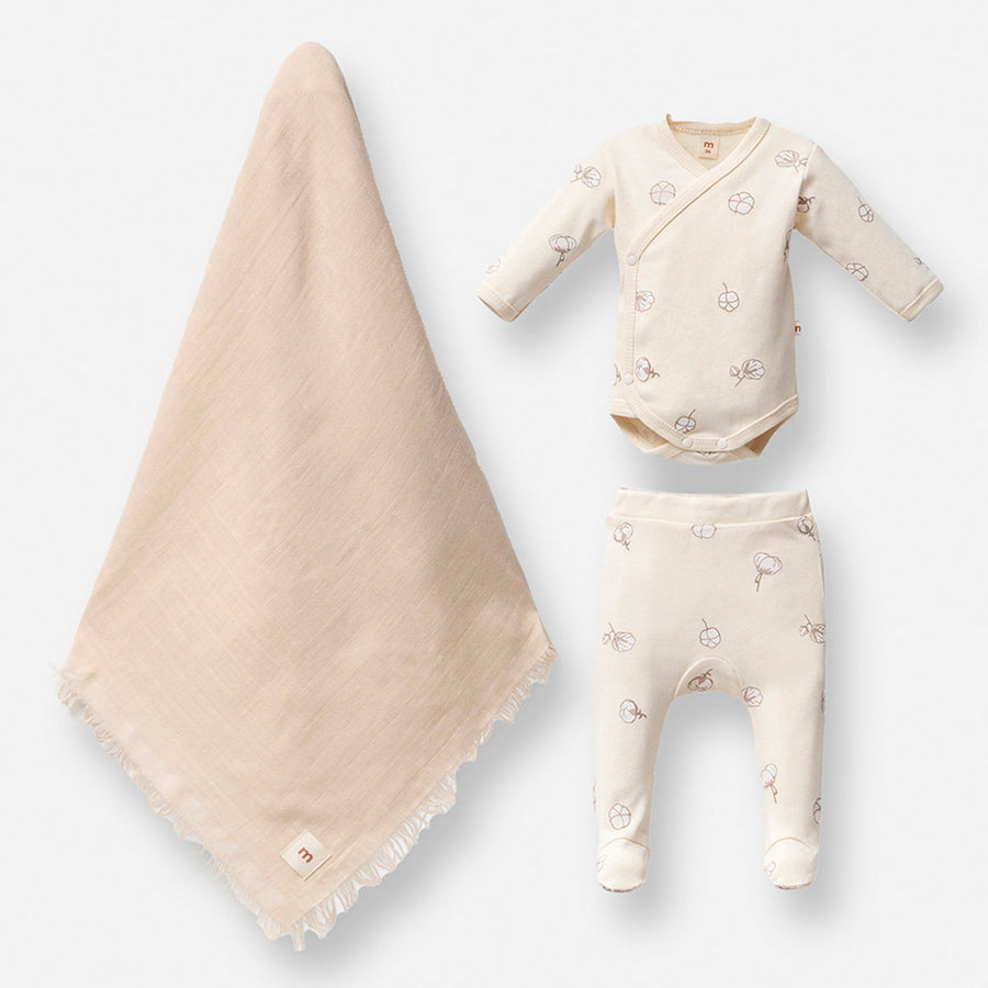 Cocoon Baby Battaniyeli 3'lü Set, Hastane Çıkışı - Bej