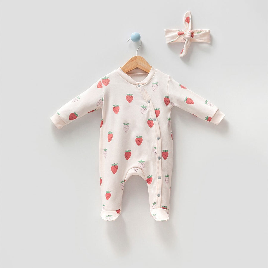 Tiny Strawberry Kız Bebek Tulum ve Toka