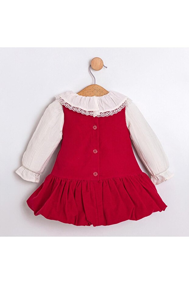 kız bebek düğmeli elbise