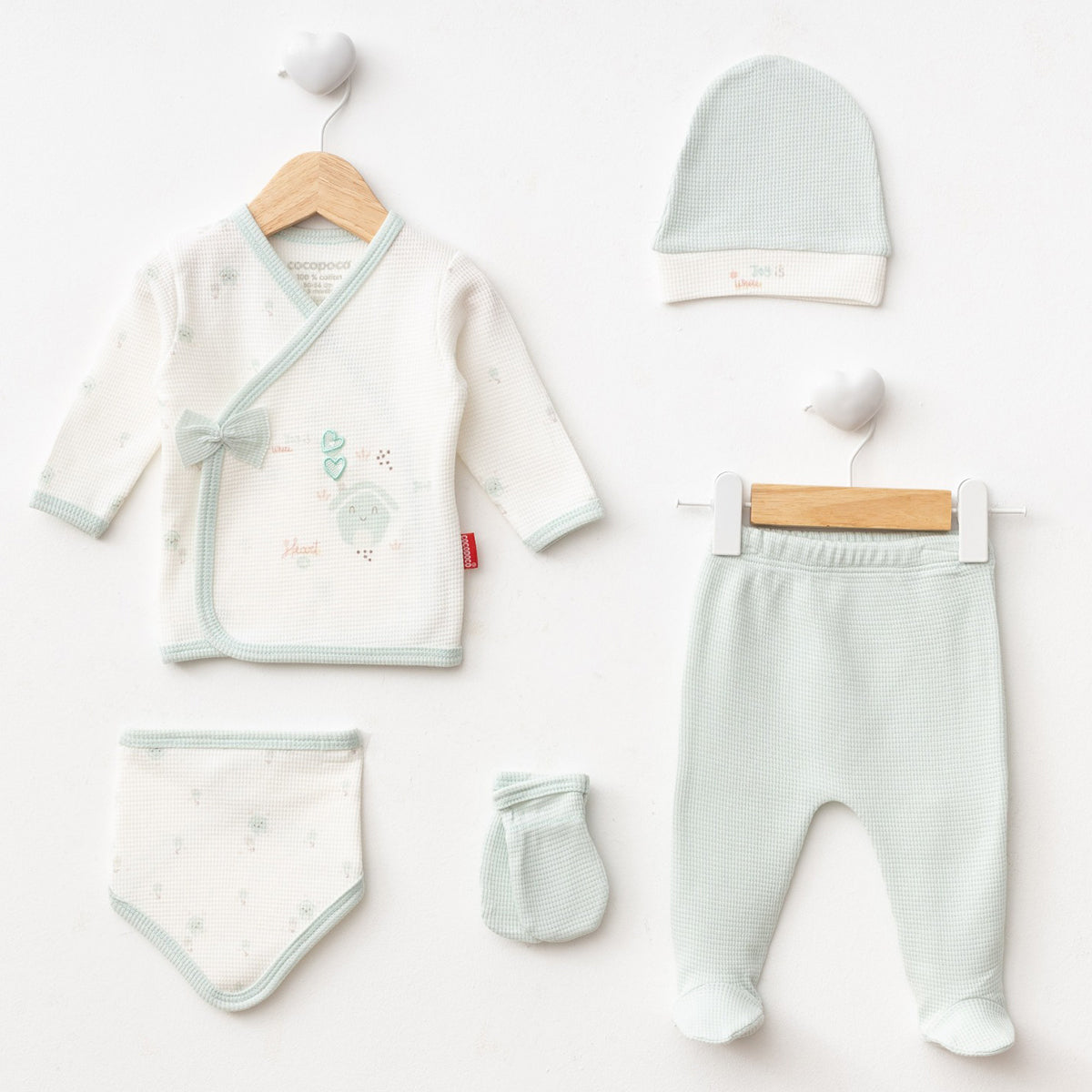 Heart Yenidoğan Kız Bebek 5li Hastane Çıkış Seti