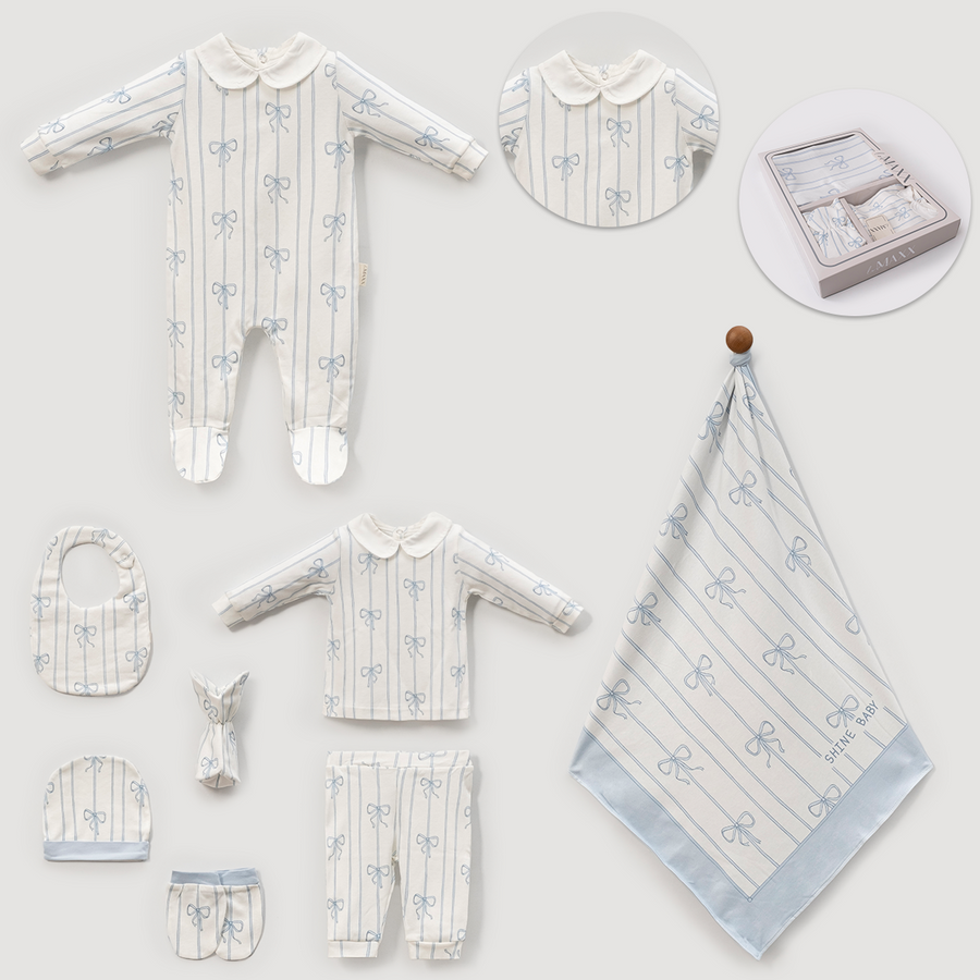 Babbi Fiyonklu Çizgili Bebe Yaka Erkek Bebek Hastane Çıkışı 