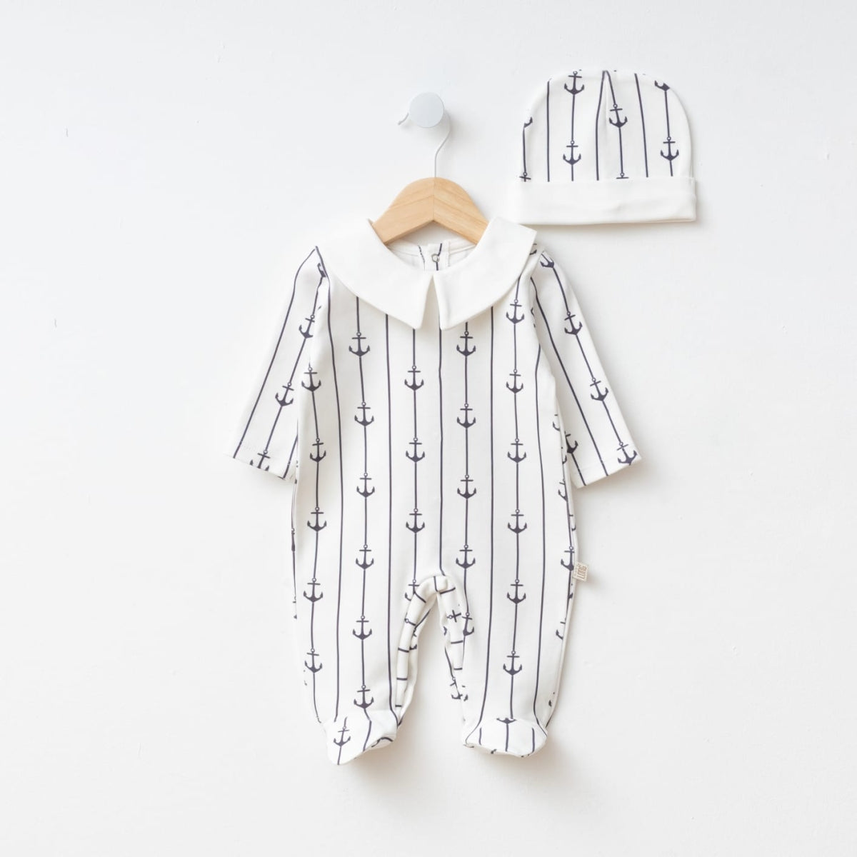 Çapa Baskılı Bebe Yaka Erkek Bebek Tulum 