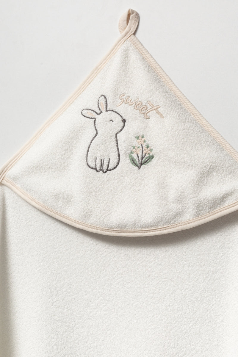 Rabbit 0-12 Ay Kız Bebek Pamuklu Bornoz ve Havlu Seti