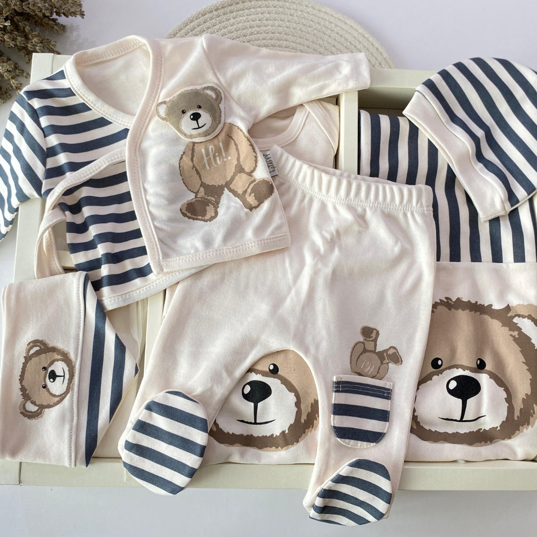 Bear Erkek Bebek 10'lu Hastane Çıkışı Zıbın Seti