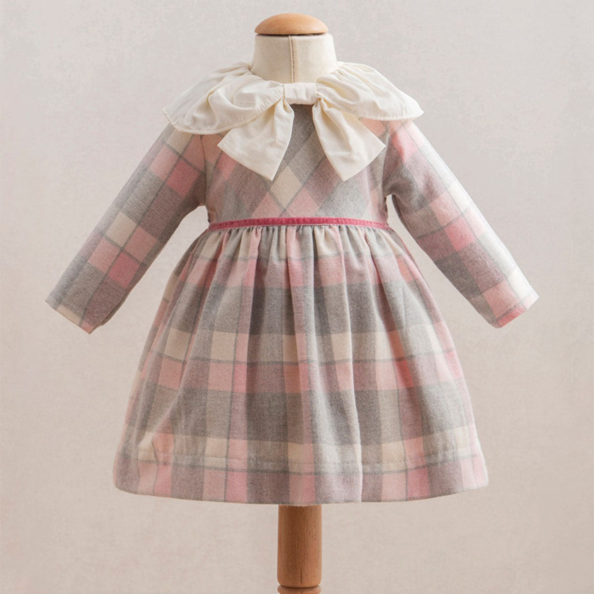 Plaid Pink Kız Bebek Elbise