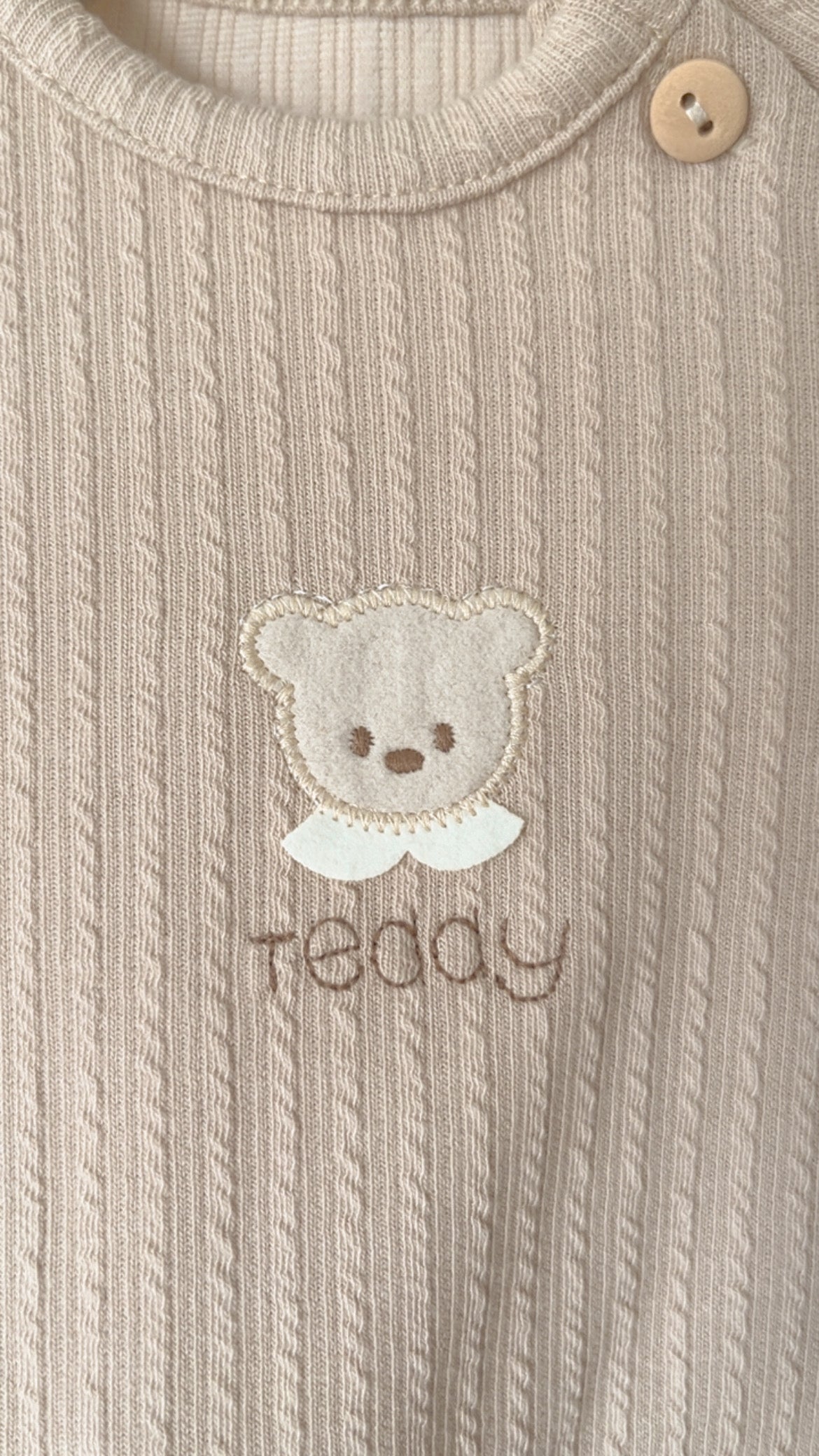 Teddy Bear Erkek Bebek Alt Üst Takım - Krem