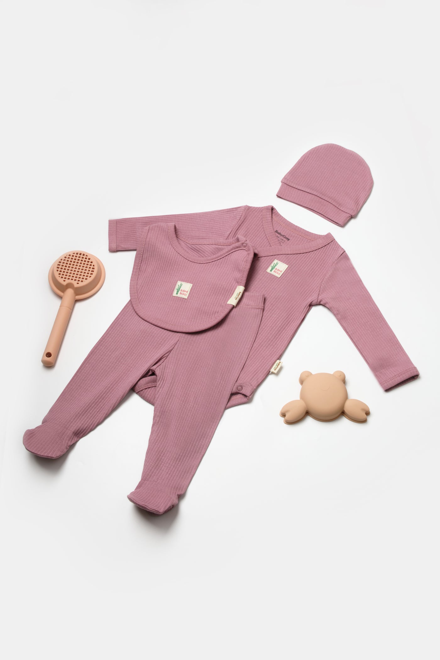 Happy Baby Organik Bambu Fitilli Kız Bebek 4'lü Set - Koyu Pembe