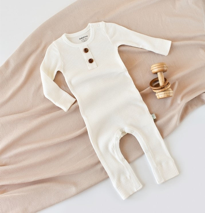 Elegant Baby Organik Fitilli Bebek Tulumu - Bej