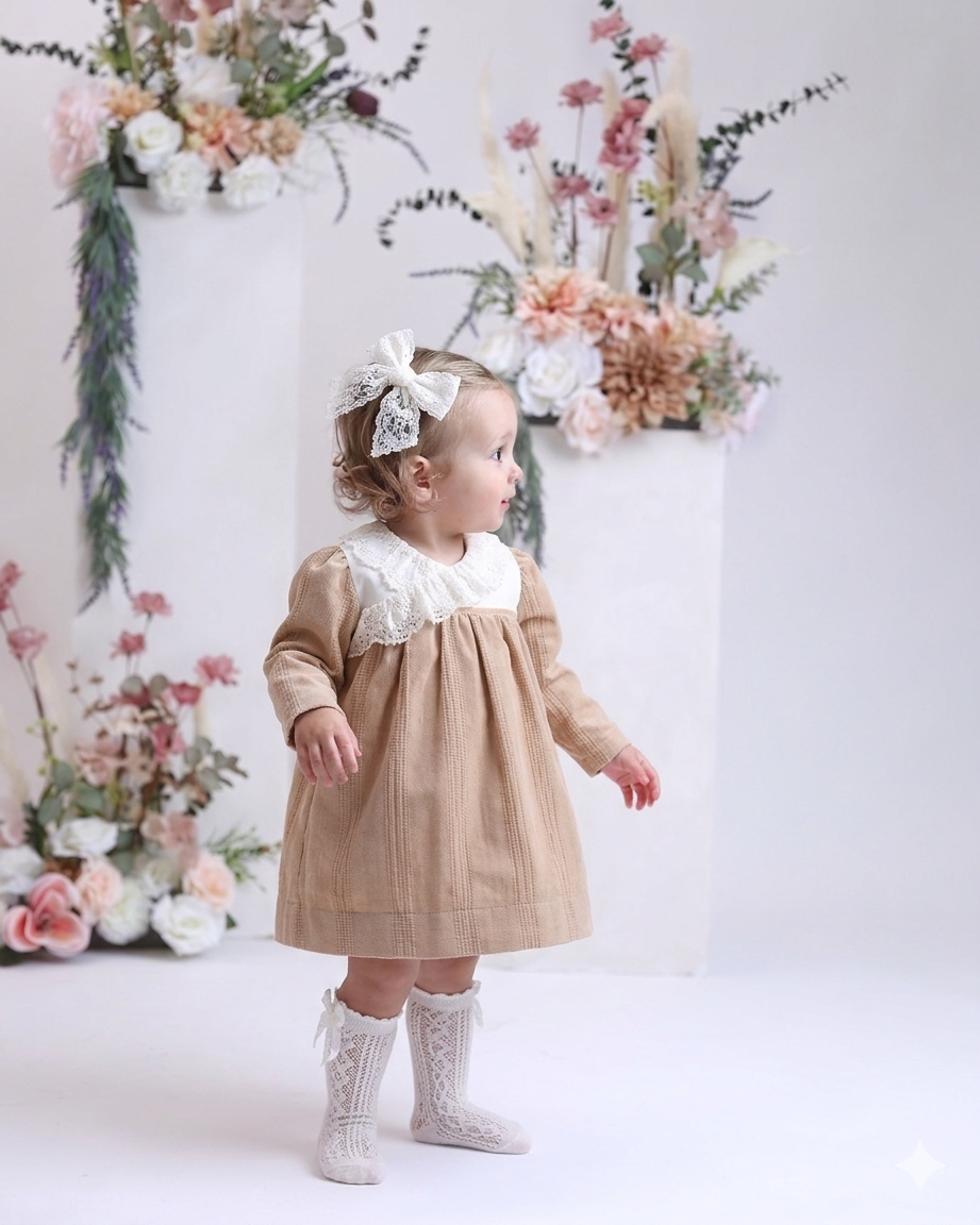 Little Star Kız Bebek Elbise - Bej