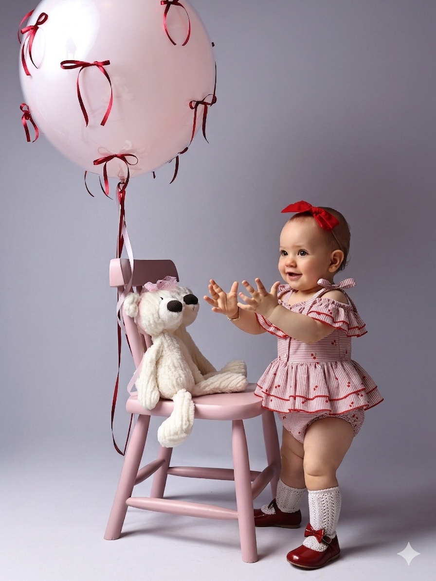 Kiraz Baskılı Kız Bebek Tulum Romper