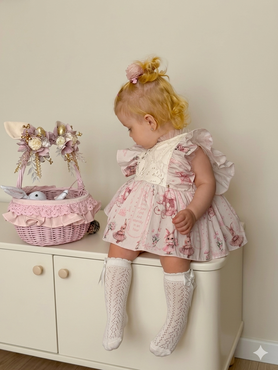 Pink Queen Kız Bebek Romper Elbise
