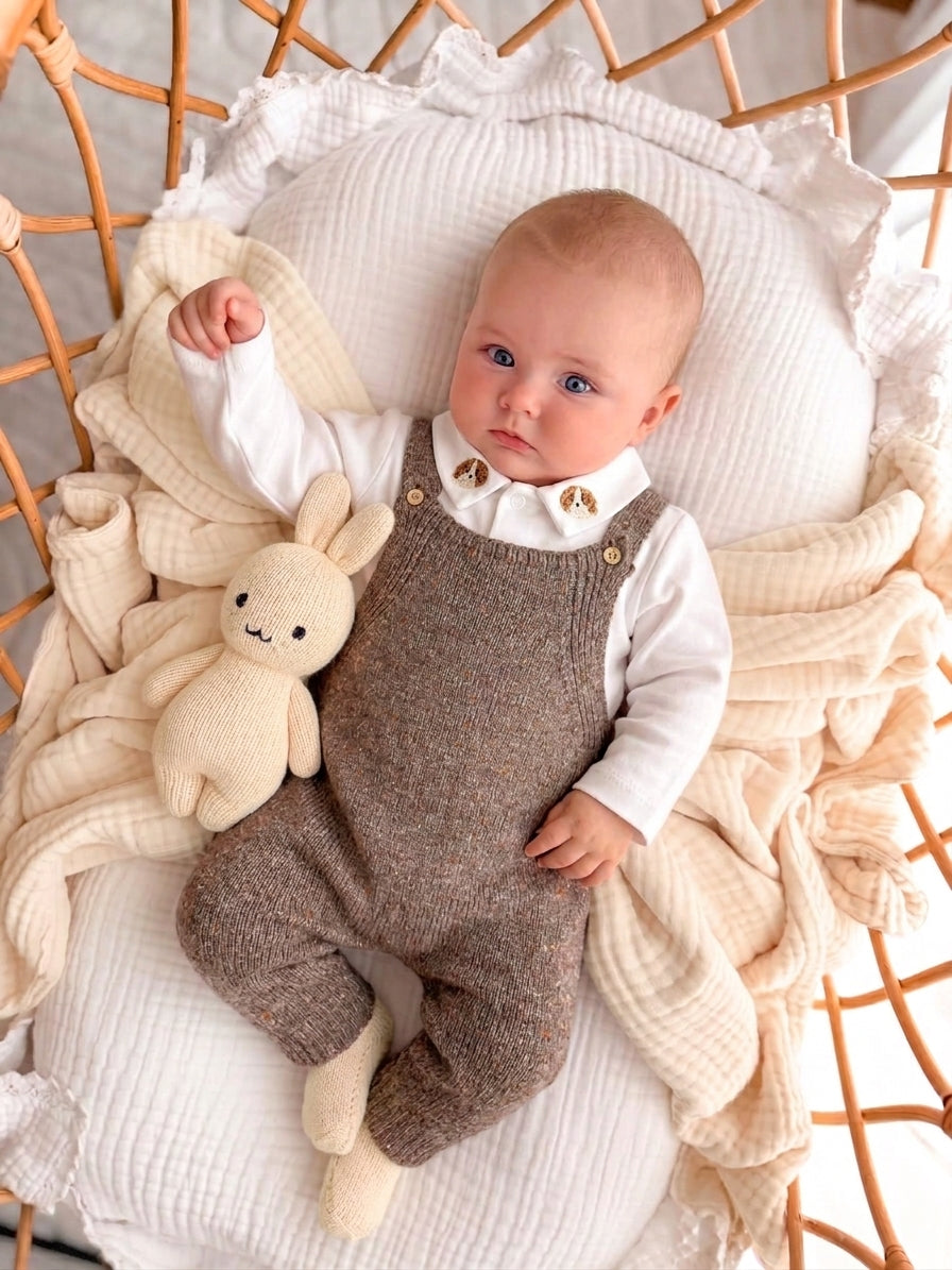 Erkek Bebek Triko Tulum Salopet ve Bebe Yaka Body