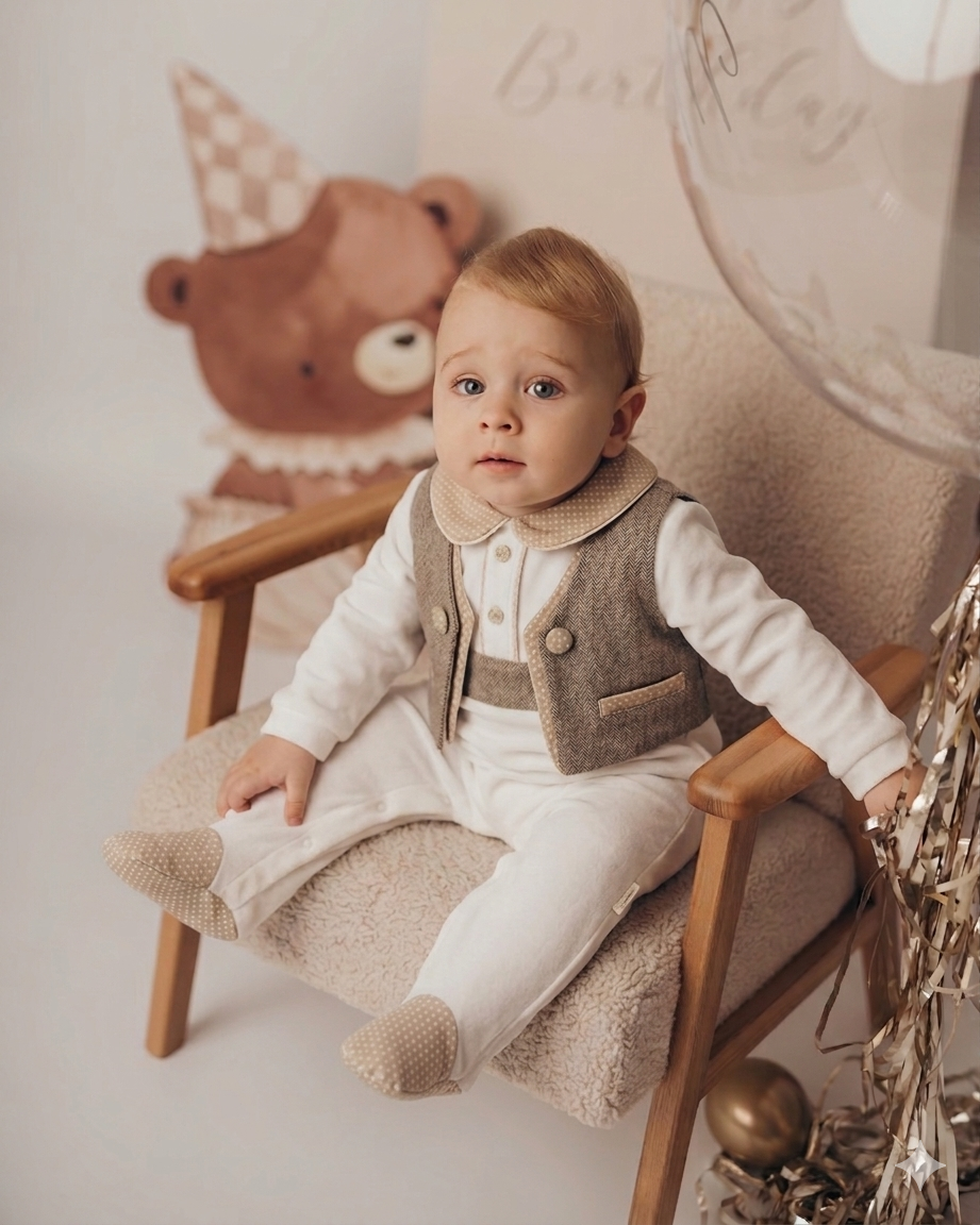 Little Handsome Kadife Erkek Bebek Tulum