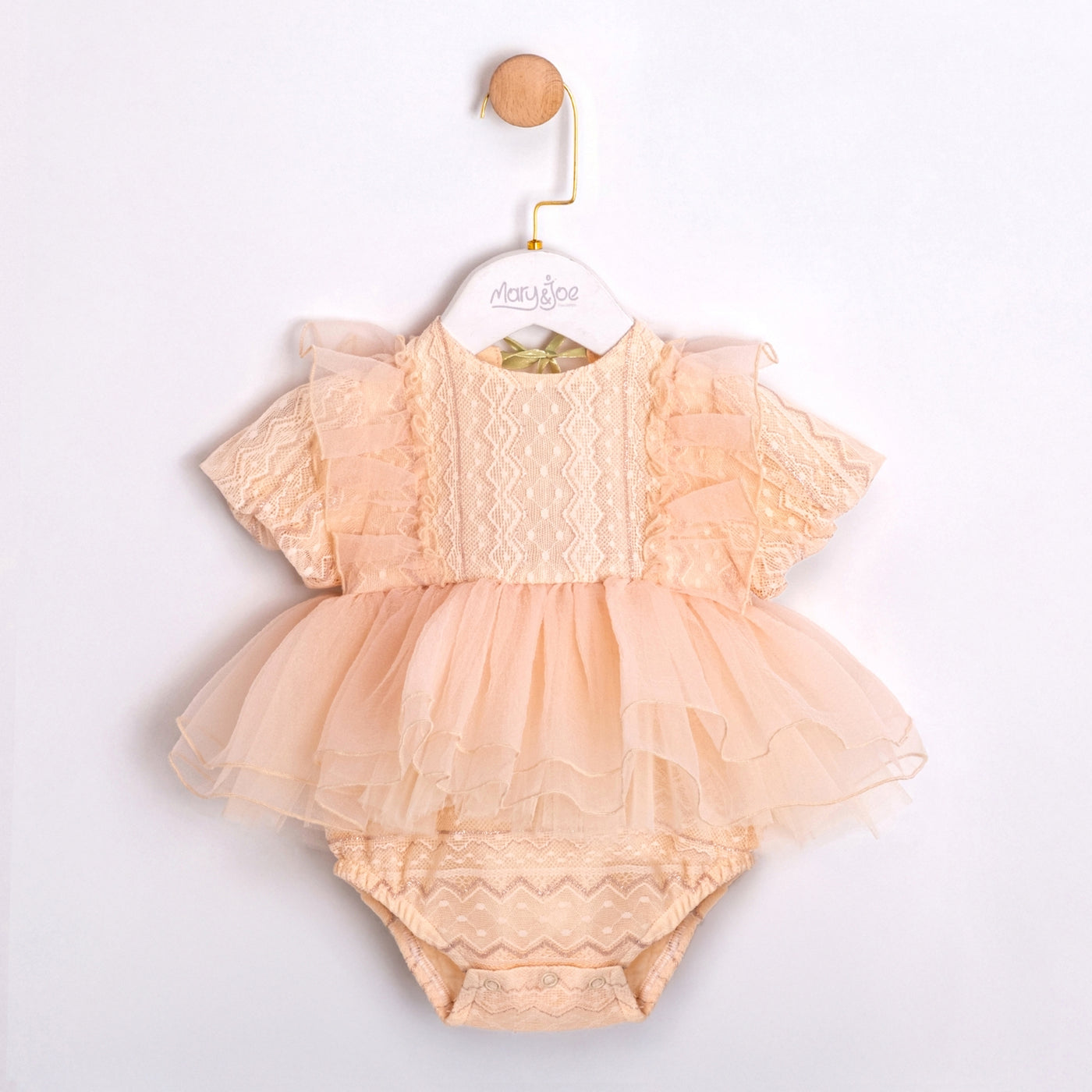 Lale Sırt Detaylı Kız Bebek Özel Gün Romper Elbise