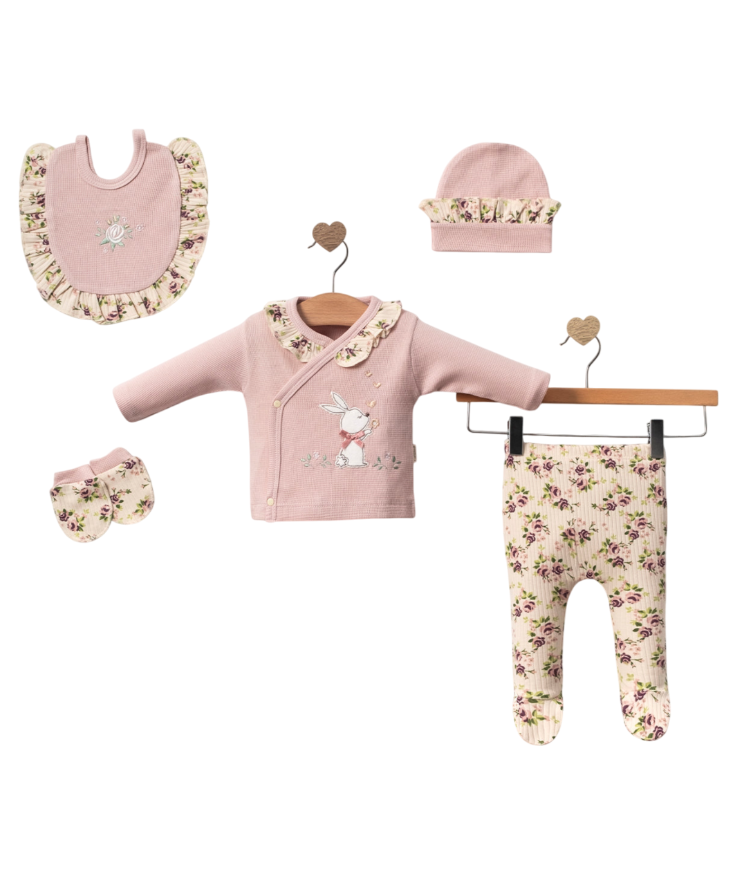 Tavşan Desenli 5'li Kız Bebek Hastane Çıkışı