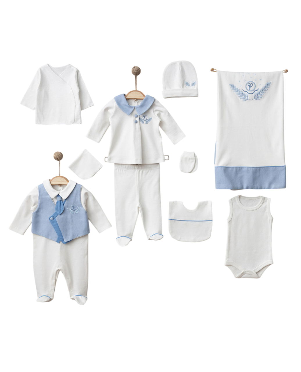 Kravatlı Yenidoğan Erkek Bebek 10lu Hastane Çıkış Seti