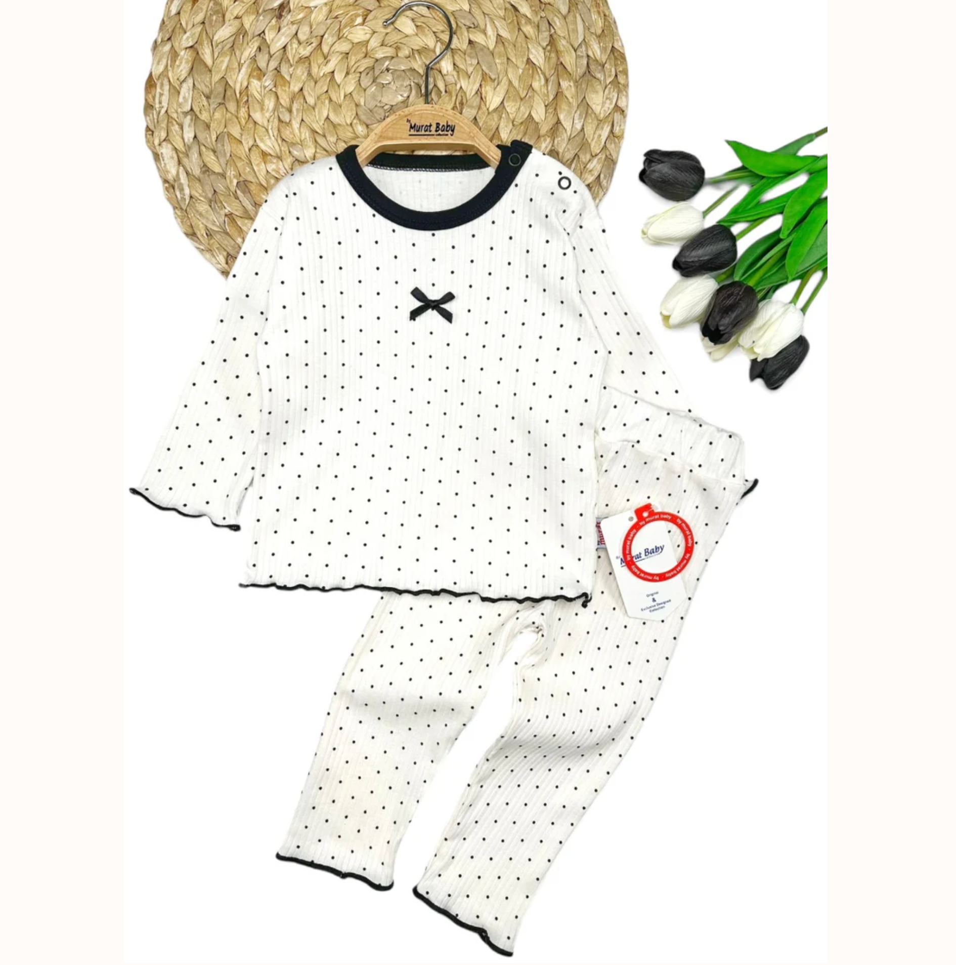 Puantiyeli Kız Bebek İkili Takım