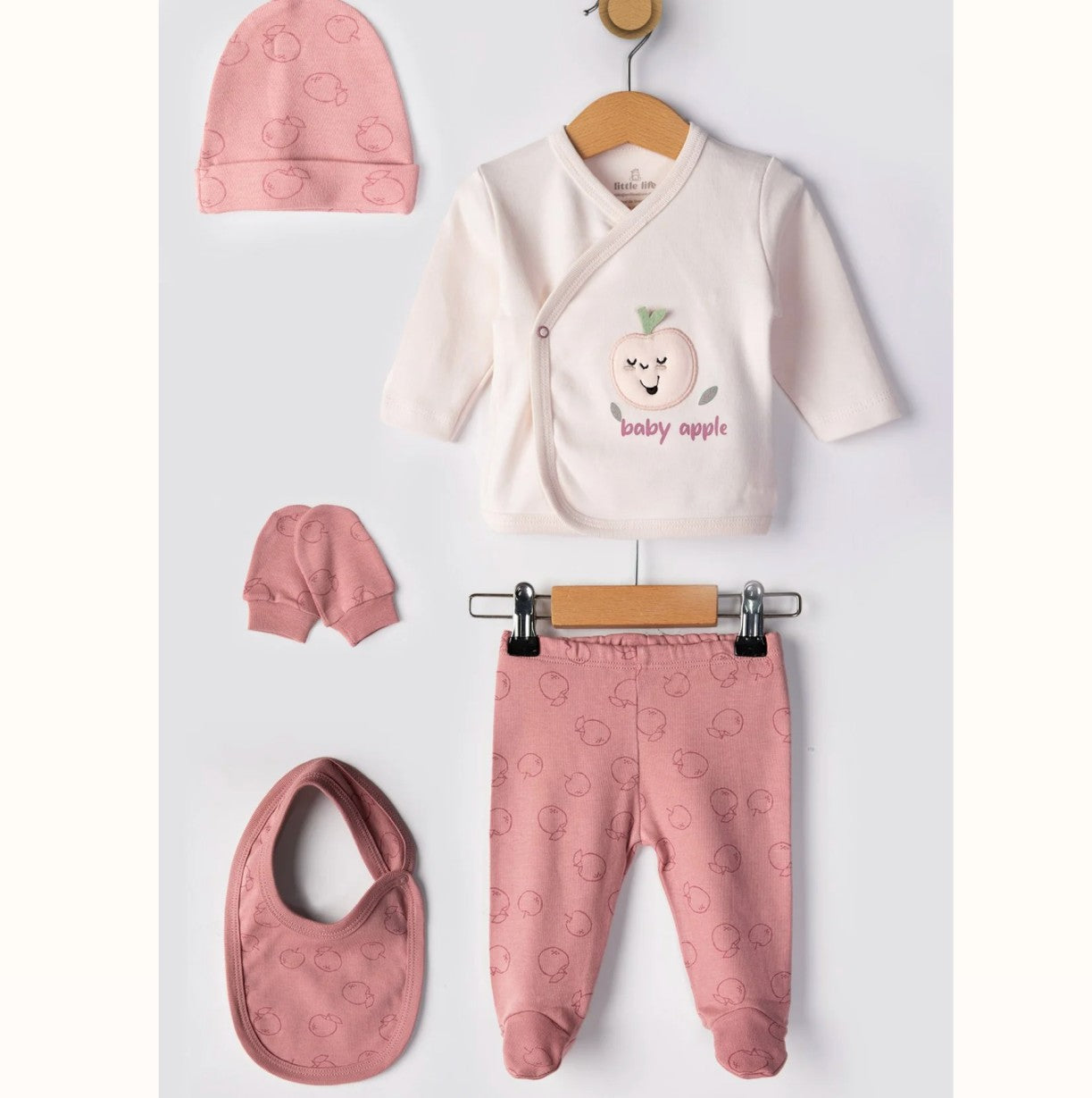 Elma Yenidoğan Hastane Çıkışı 5'li Zıbın Seti