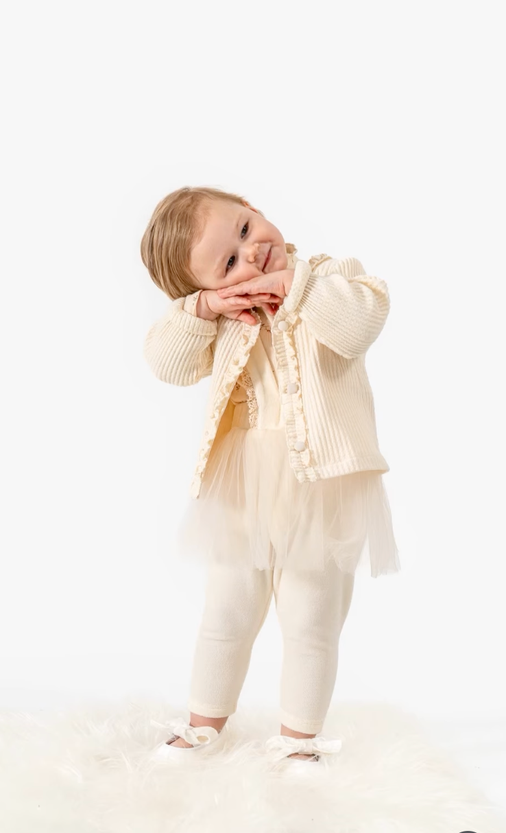 Kız Bebek Kadife Tüllü Salopet Body Hırka 3lü Takım