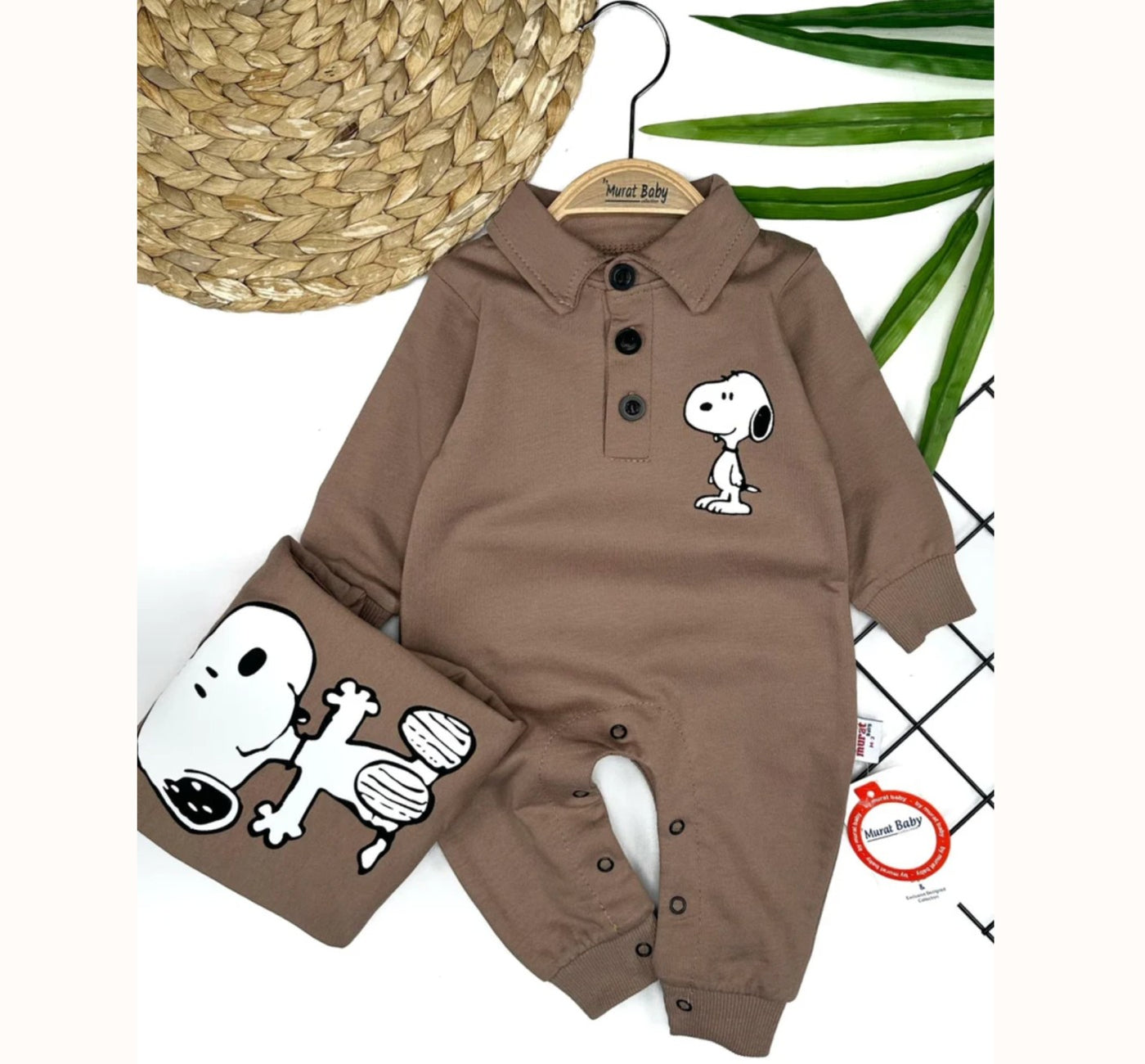 Snoopy Baskılı Erkek Bebek Tulum