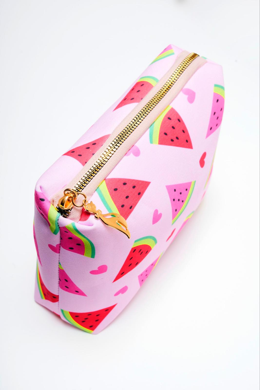 Kız Çocuk 3d Çiçekli Mayo & Plaj Çanta Set - Pembe Karpuz