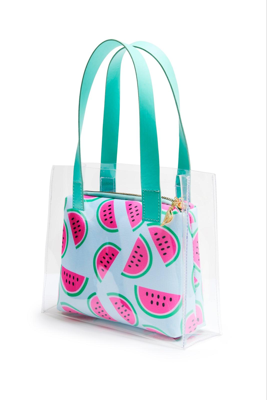 Kız Çocuk 3d Çiçekli Mayo & Plaj Çanta Set - Mint Karpuz