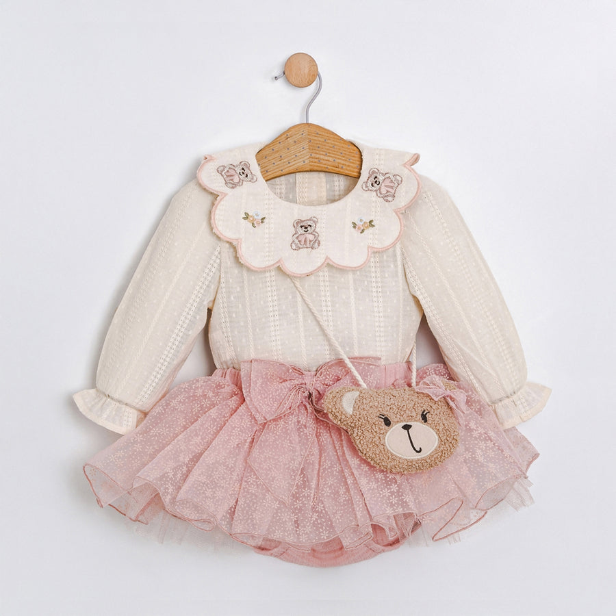 Sugar Kız Bebek Tütü Etek Gömlek Çanta 3lü Takım 