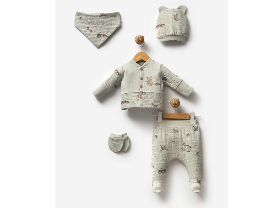 Toys Erkek Bebek 5'li Hastane Çıkışı Zıbın Seti