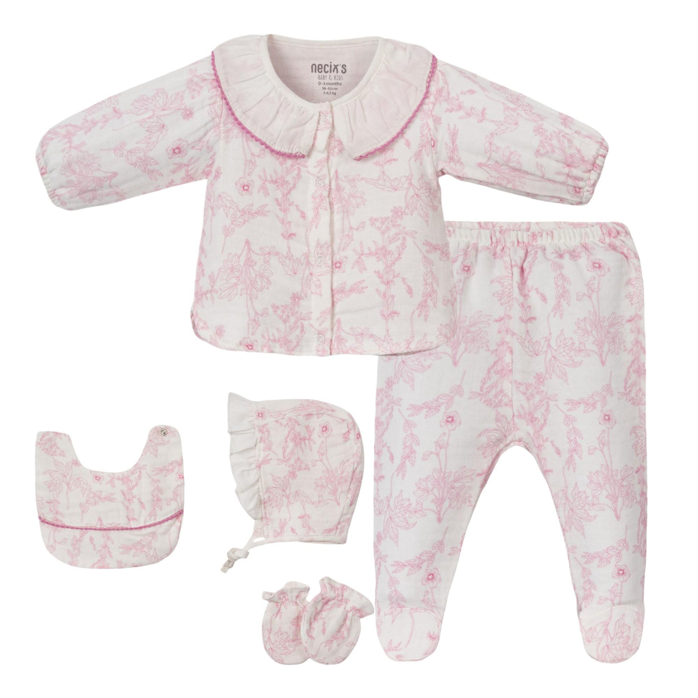 Cute Yenidoğan Kız Bebek 5li Zıbın Set Hastane Çıkışı 