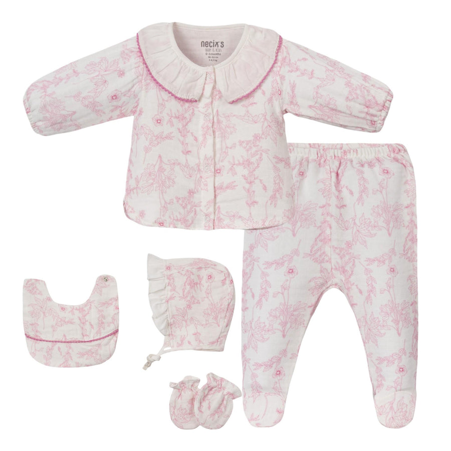 Cute Yenidoğan Kız Bebek 5li Zıbın Set Hastane Çıkışı 