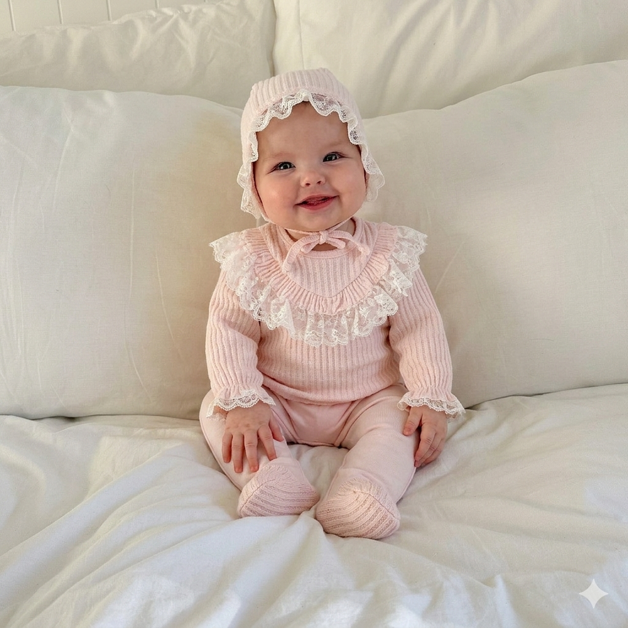 Princess Fistolu Jakarlı Kız Bebek Hastane Çıkışı 5'li Set - Pembe