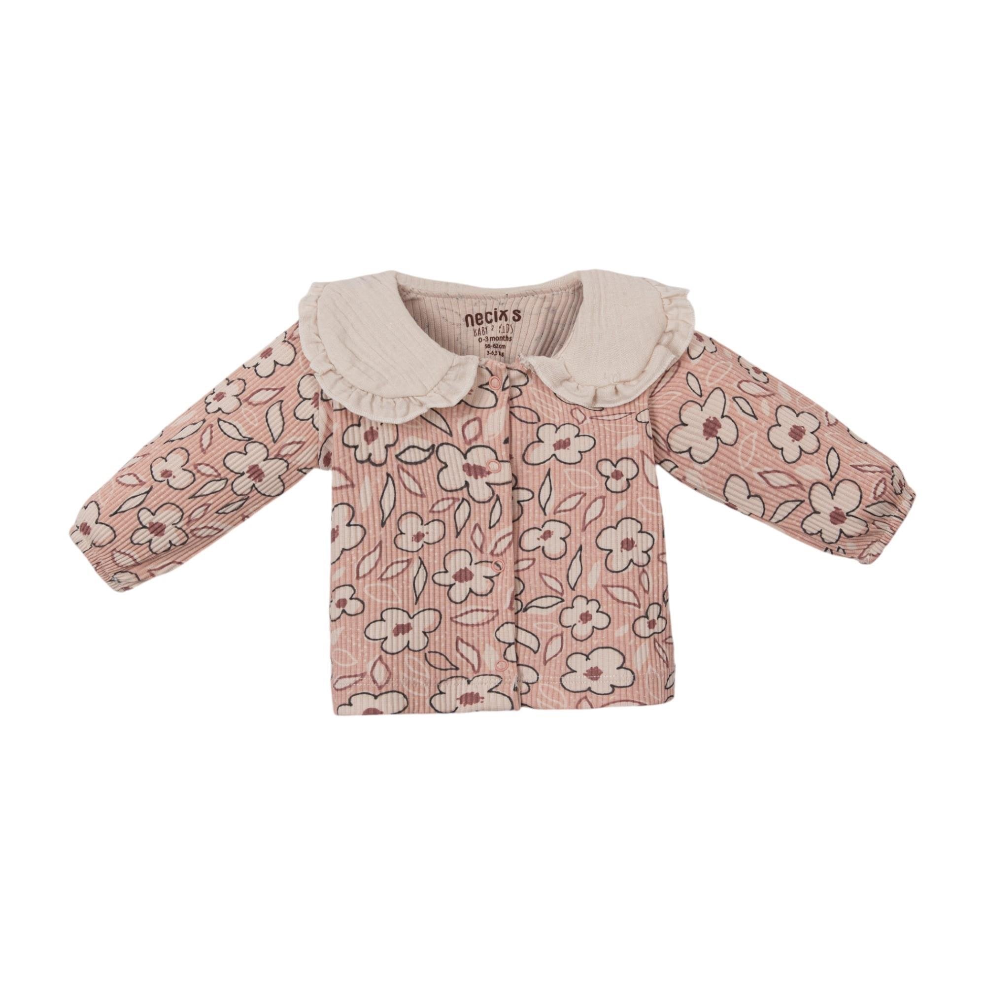 Yakalı Çiçekli 5'li Kız Bebek Zıbın Takım