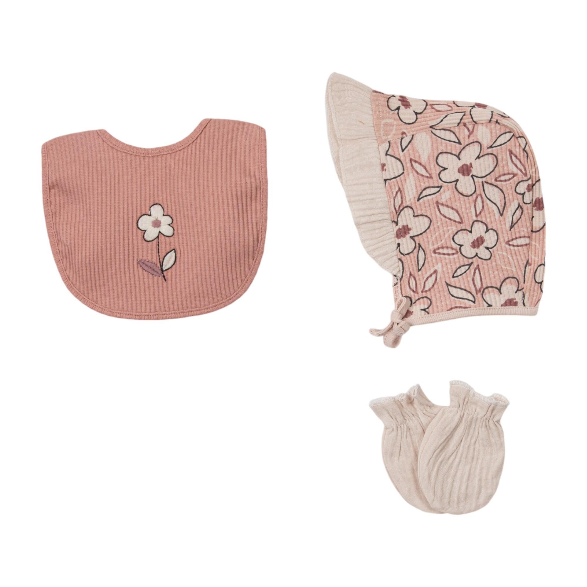 Yakalı Çiçekli 5'li Kız Bebek Zıbın Takım