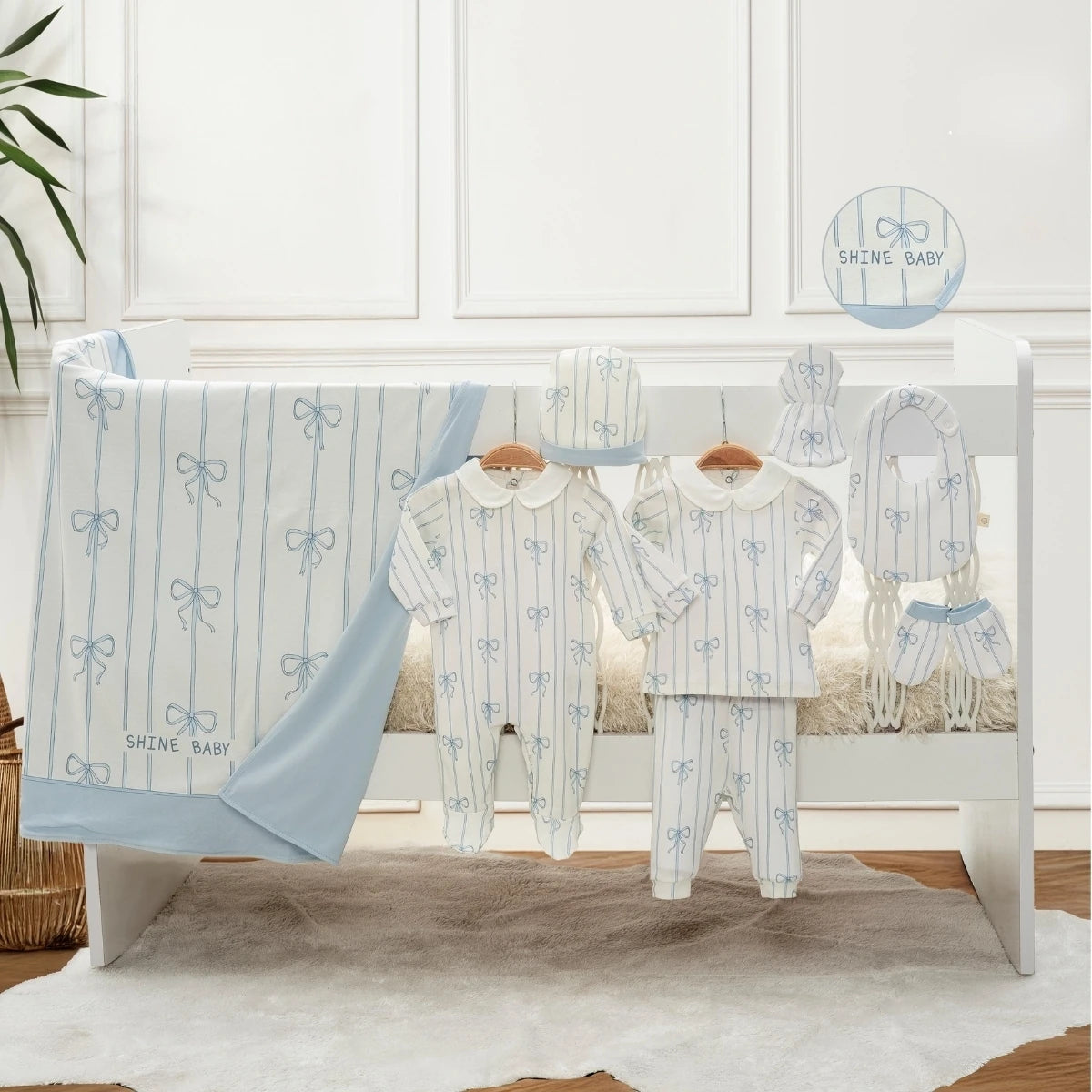 Babbi Fiyonklu Çizgili Bebe Yaka Erkek Bebek Hastane Çıkışı