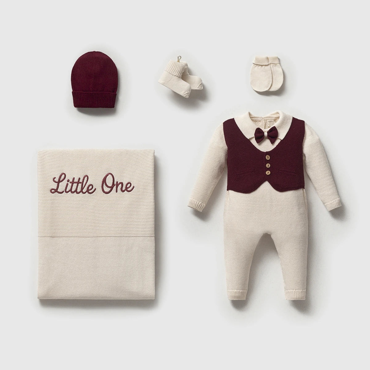 Little One Yelekli Premium Triko 5'li Erkek Bebek Hastane Çıkış Seti 